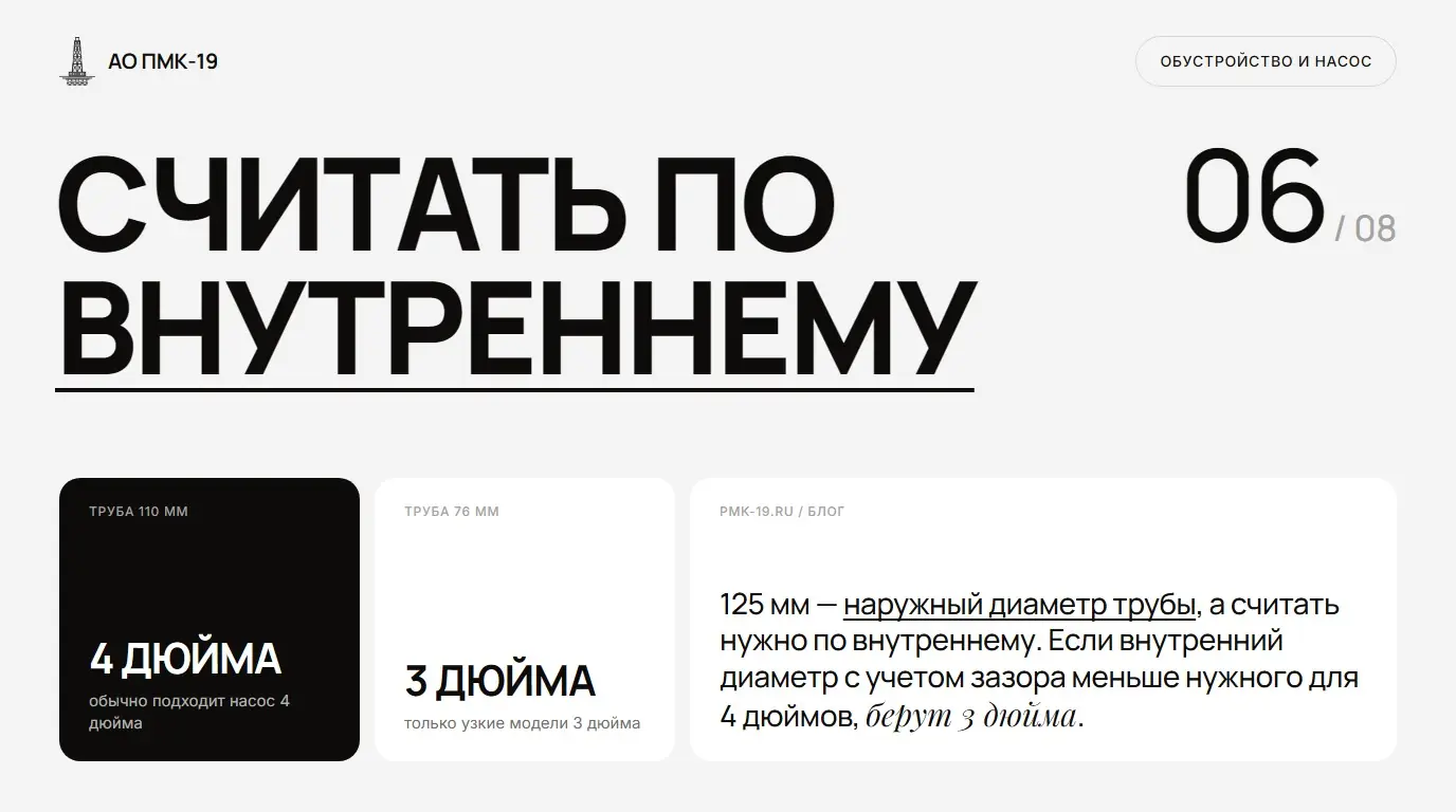 Считать по внутреннему. 125 мм — наружный диаметр трубы, а считать нужно по внутреннему. Если внутренний диаметр с учетом зазора меньше нужного для 4 дюймов, берут 3 дюйма.