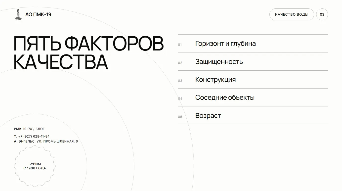 Пять факторов качества. Горизонт и глубина; Защищенность; Конструкция; Соседние объекты; Возраст.